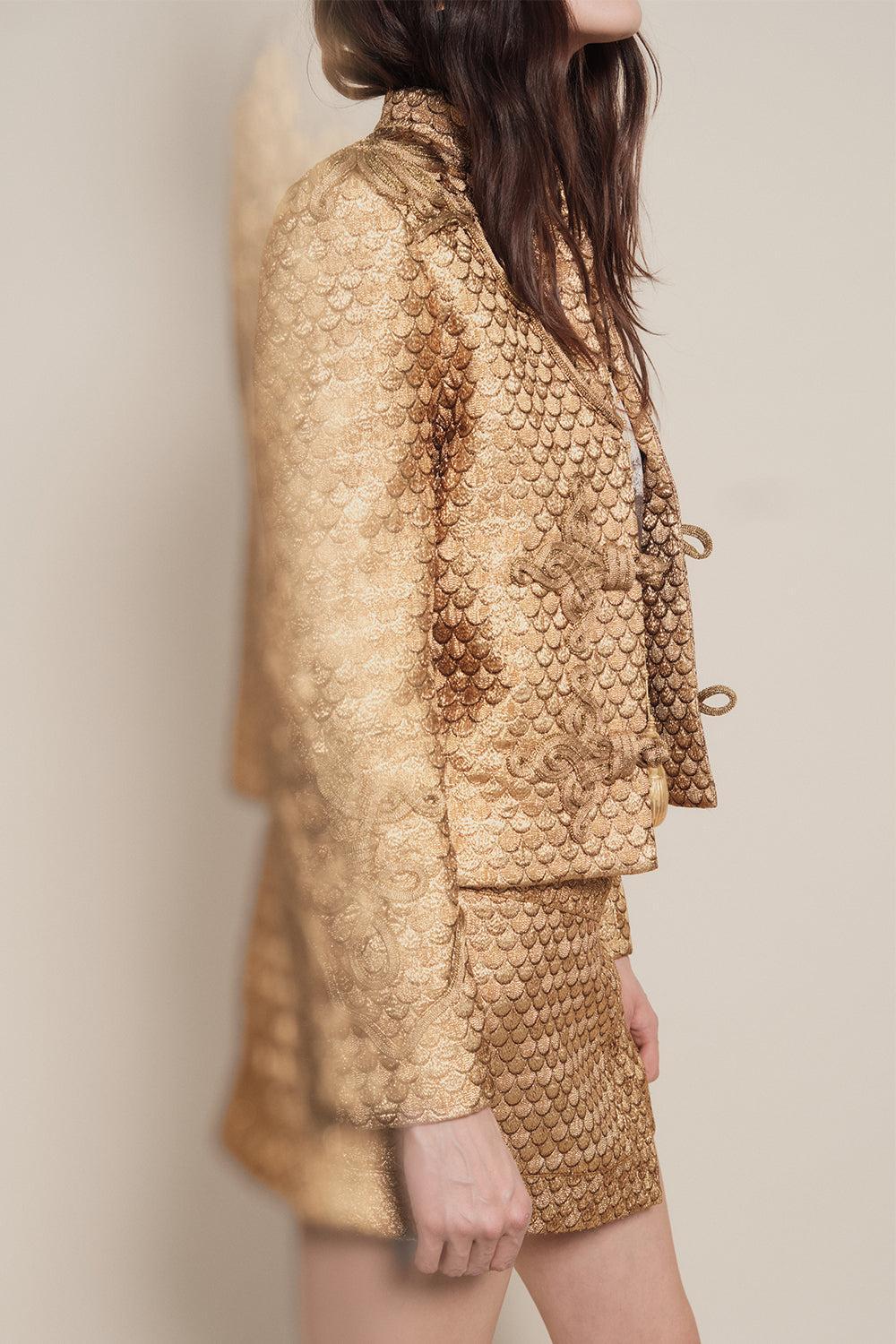 Re-Emerged Mini Skirt-GOLD-2-CLOTHINGSKIRTMINI-JOHANNA ORTIZ