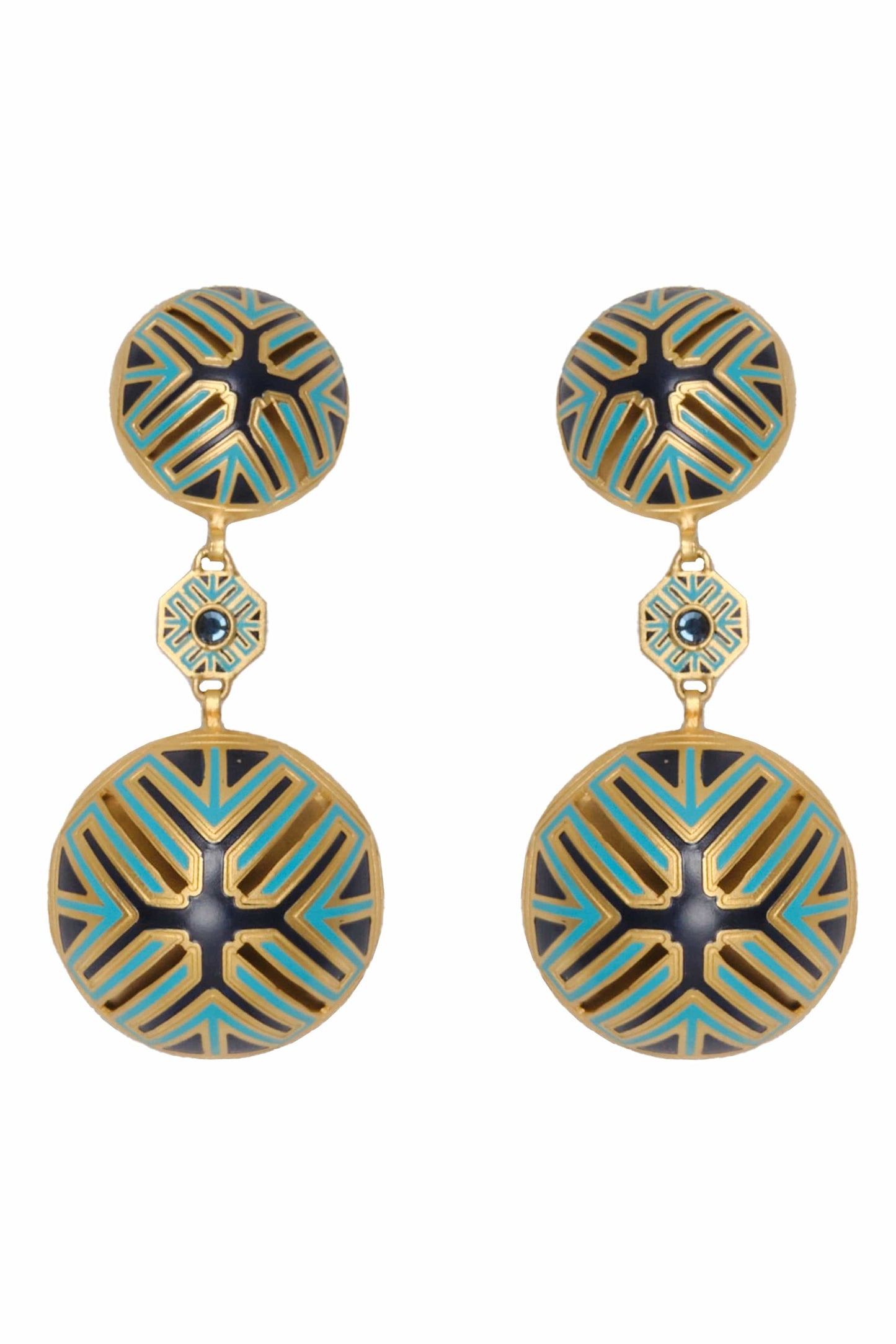 JOHANNA ORTIZ-Palm Mist Symmetries Earrings-GR/BK/GD
