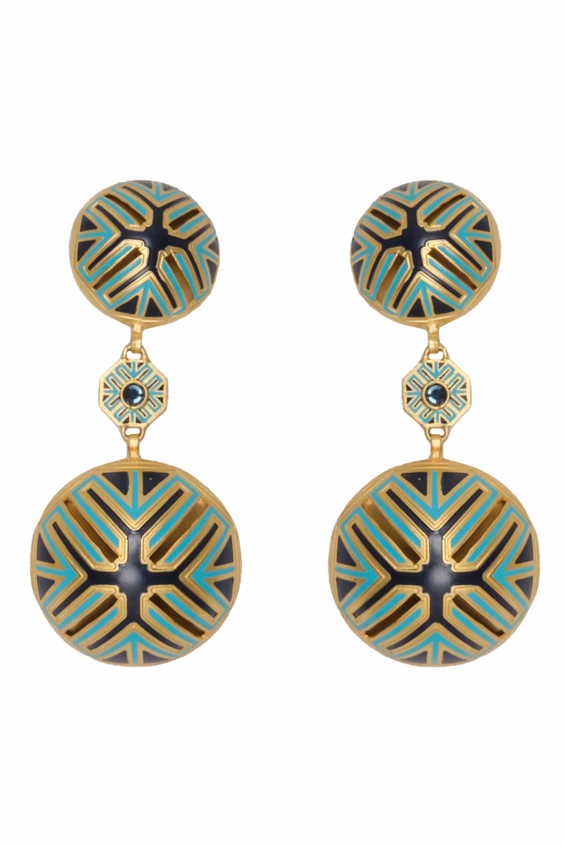 JOHANNA ORTIZ-Palm Mist Symmetries Earrings-GR/BK/GD