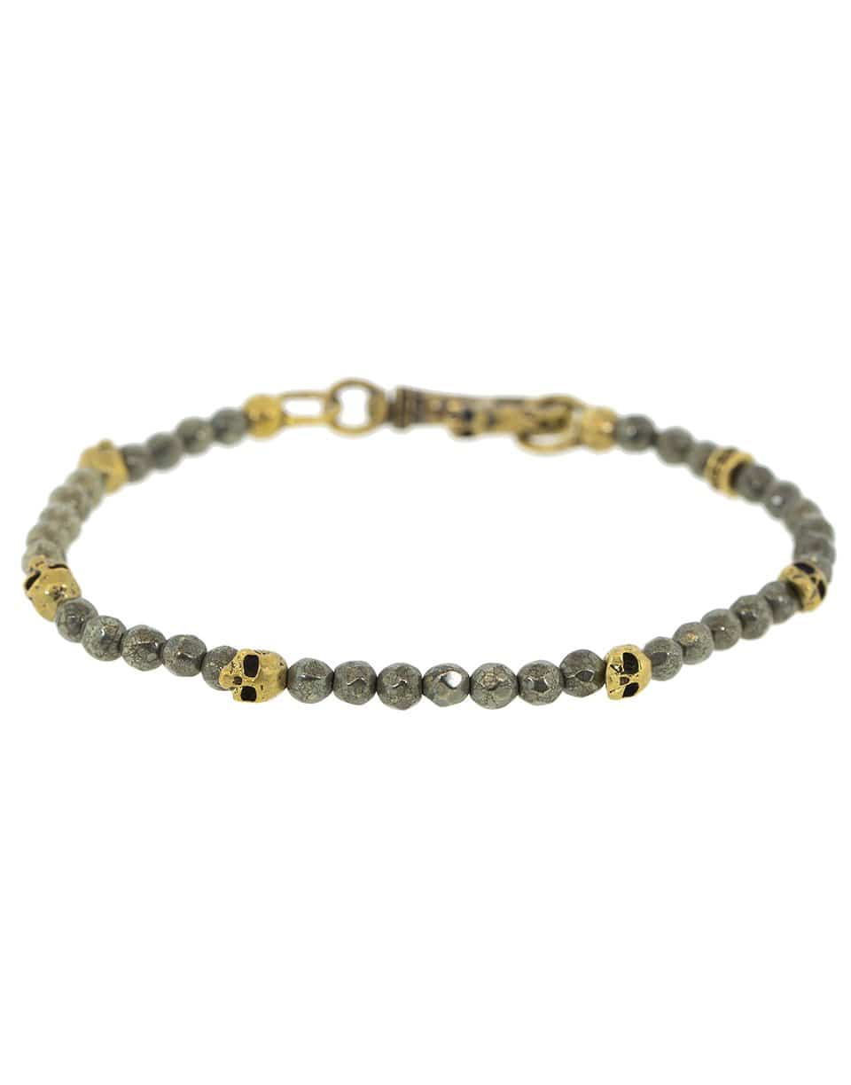 JOHN VARVATOS-Pyrite and Brass Skull Bead Bracelet-BRASS