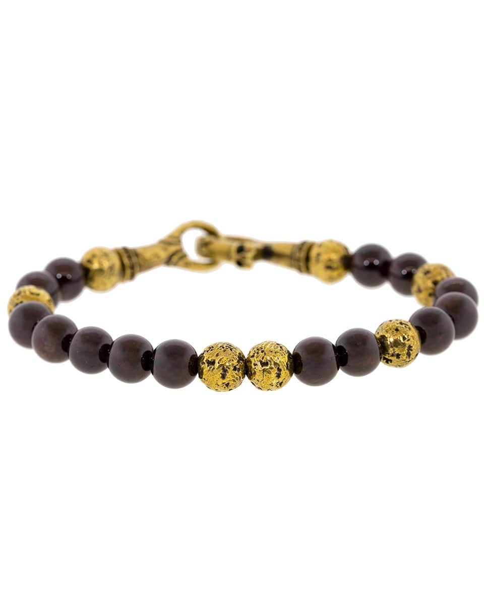 JOHN VARVATOS-Red Garnet and Brass Bead Bracelet-BRASS