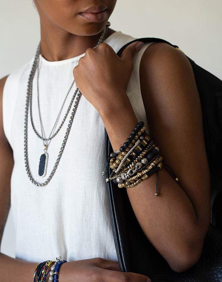 JOHN VARVATOS-Small Skull Bead Adjustable Bracelet-BRASS