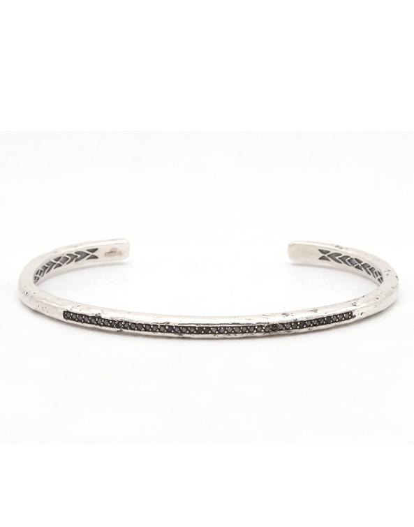 JOHN VARVATOS-Black and Silver Cuff Bracelet-SILVER