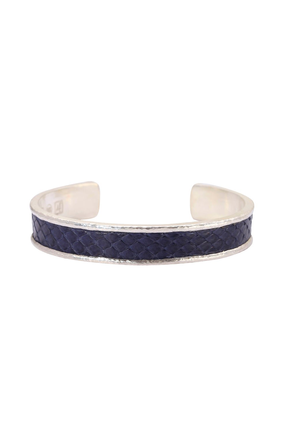 JOHN VARVATOS-Blue Snake Leather Cuff-SILVER