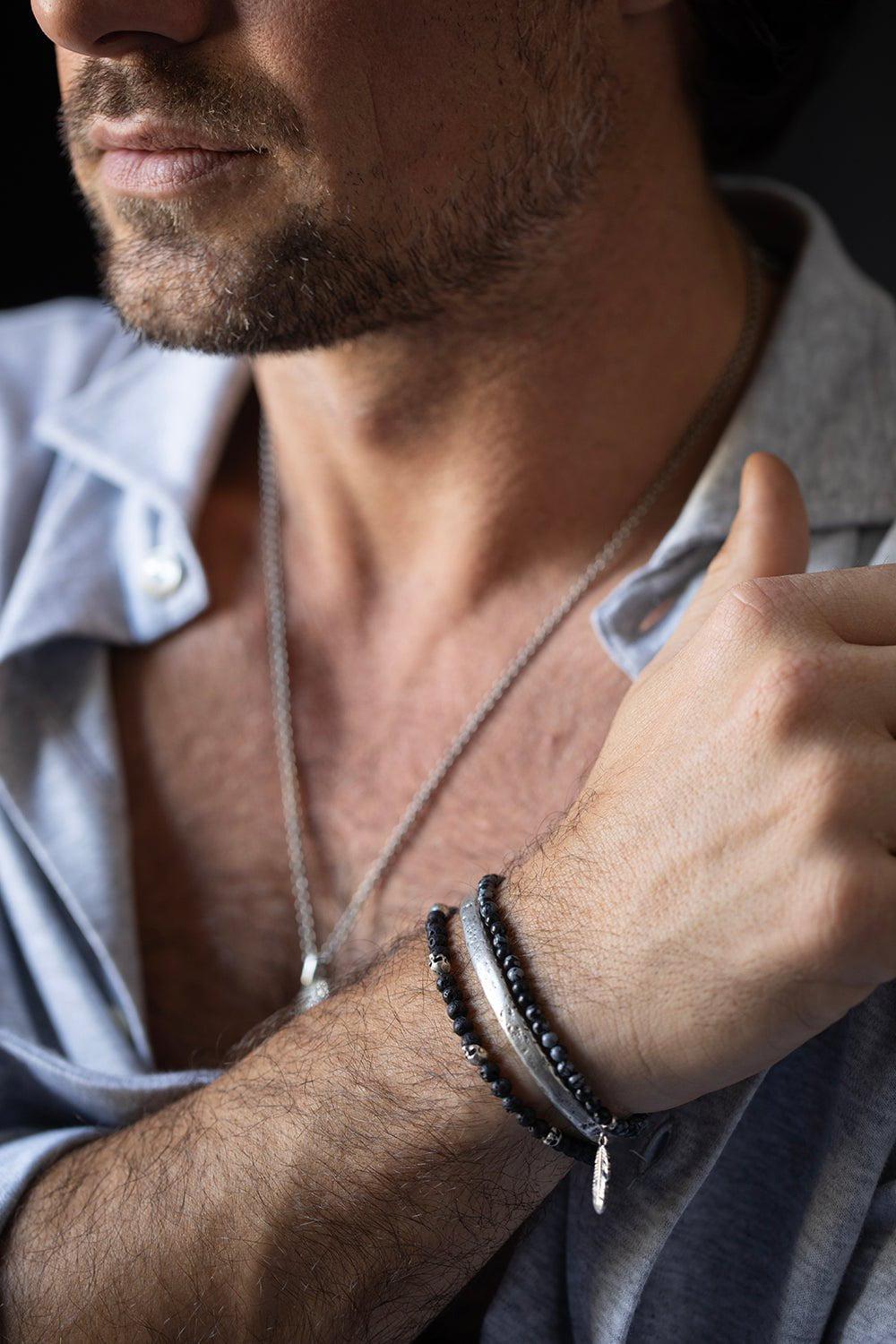 JOHN VARVATOS-Feather Charm Bracelet-SILVER