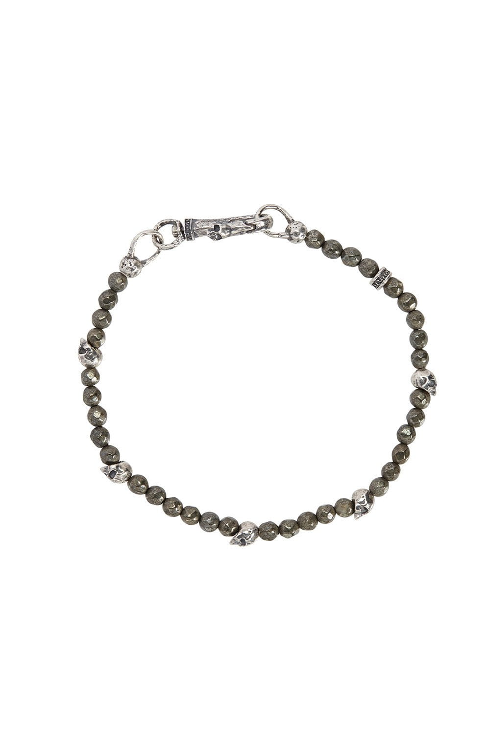 JOHN VARVATOS-Skull Pyrite Bead Bracelet-SILVER