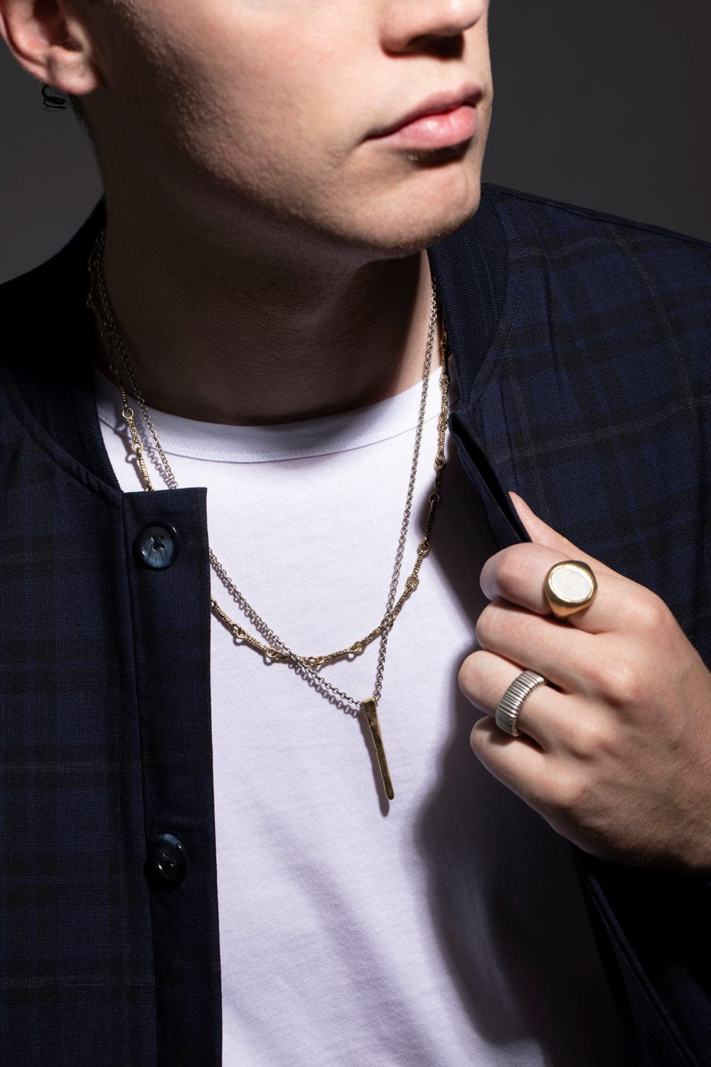 JOHN VARVATOS-Brass Woven Single Strand Necklace-BRASS