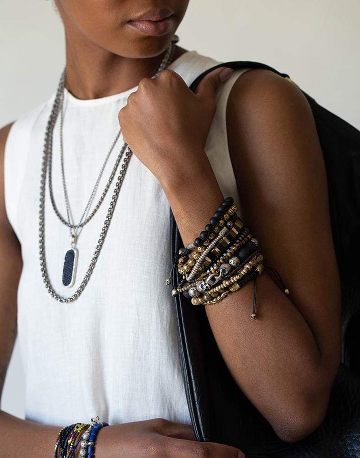 JOHN VARVATOS-Jasper and Tiger Eye Triple Bracelet-BRASS