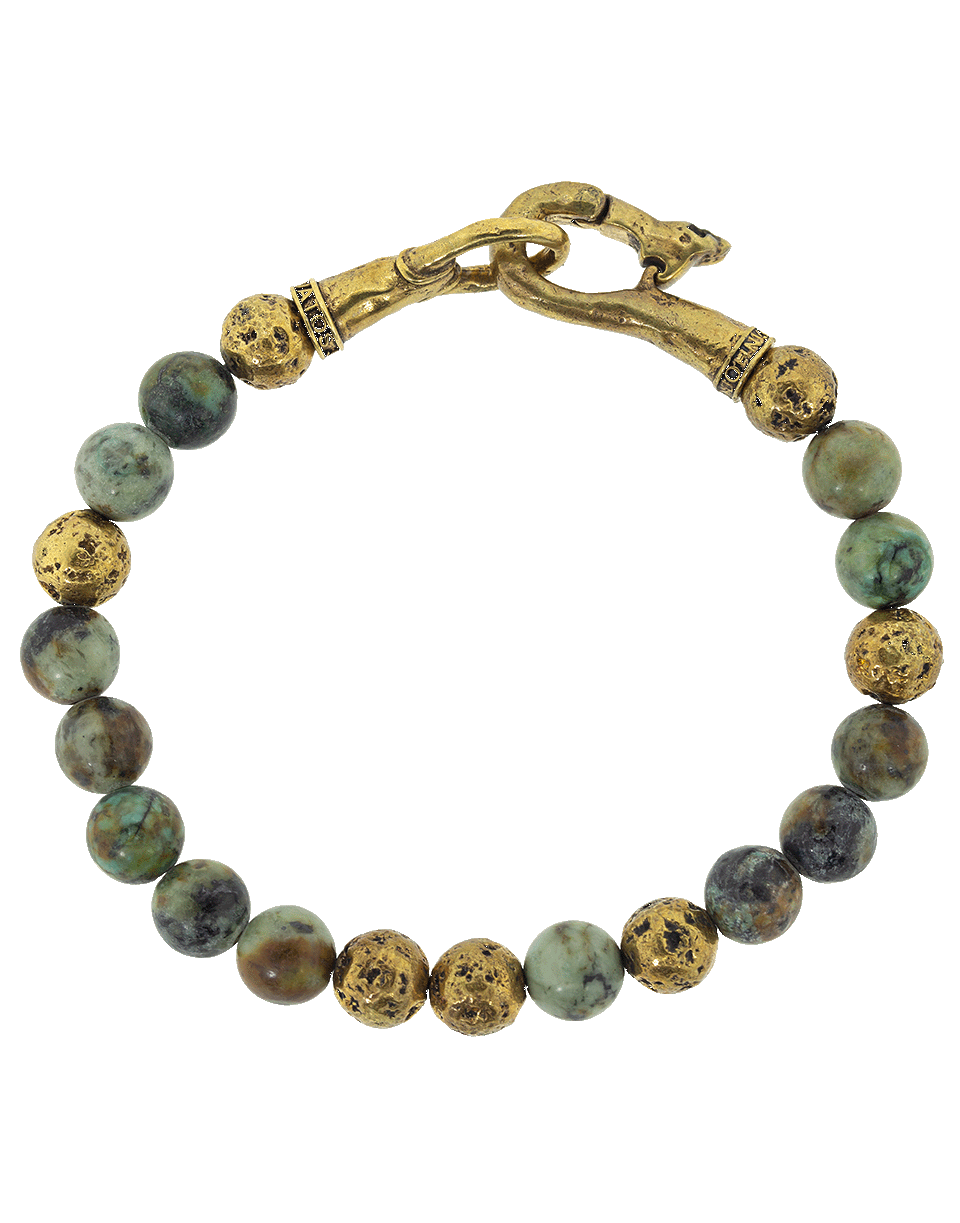 JOHN VARVATOS-Turquoise and Brass Bead Bracelet-BRASS