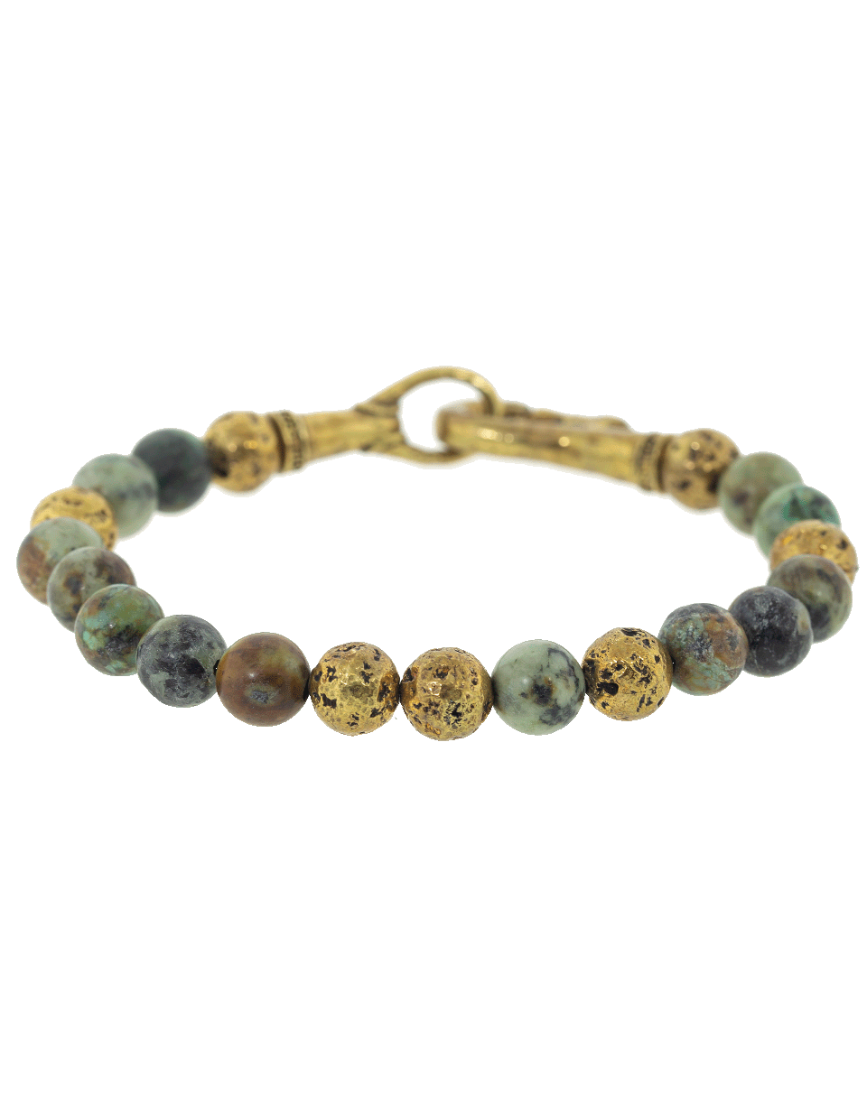 JOHN VARVATOS-Turquoise and Brass Bead Bracelet-BRASS