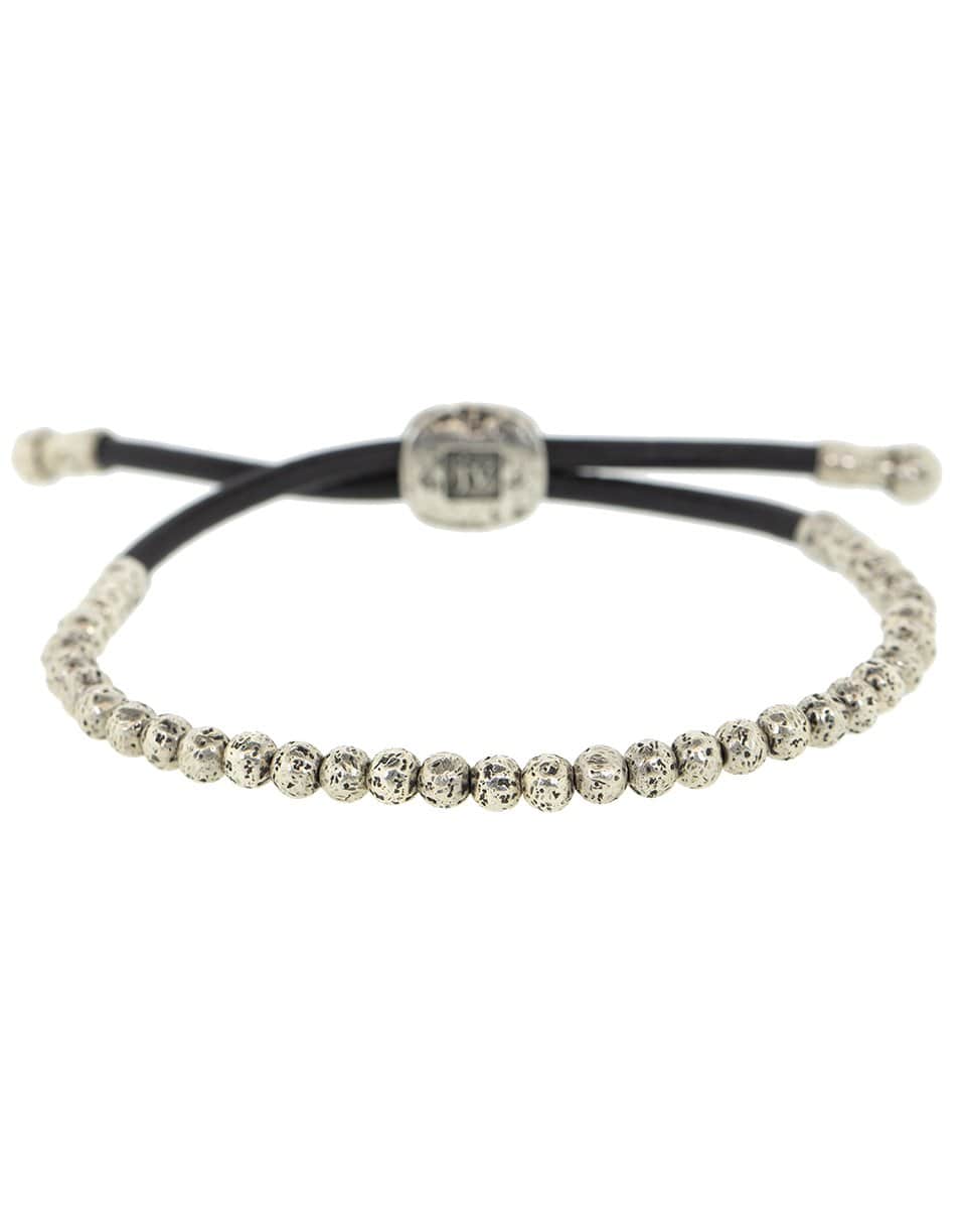 JOHN VARVATOS-4mm Silver Bead Leather Bracelet-SILVER