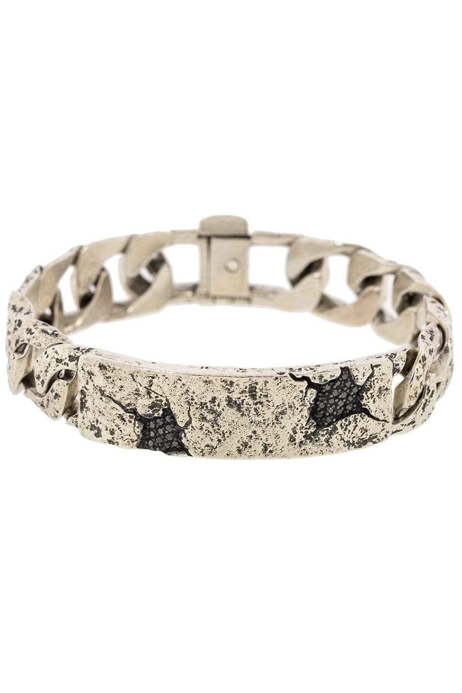 JOHN VARVATOS-Black Diamond ID Tag Bracelet-SILVER