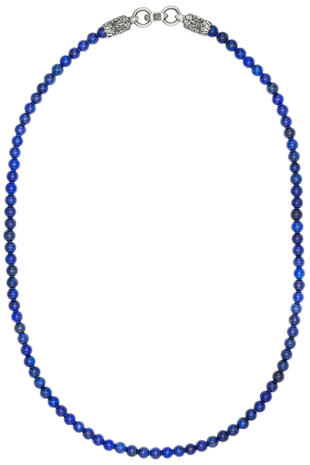 JOHN VARVATOS-Lapis Bead Wolf Clasp Necklace-SILVER