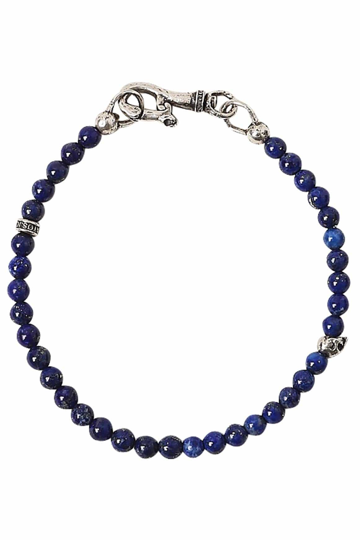 JOHN VARVATOS-Lapis Skull Bead Bracelet-SILVER