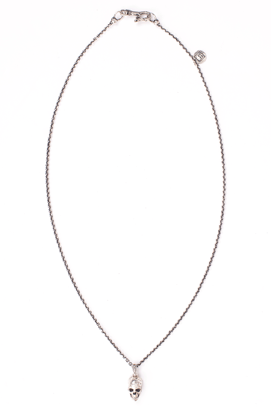 JOHN VARVATOS-Silver Distressed Skull Necklace-SILVER