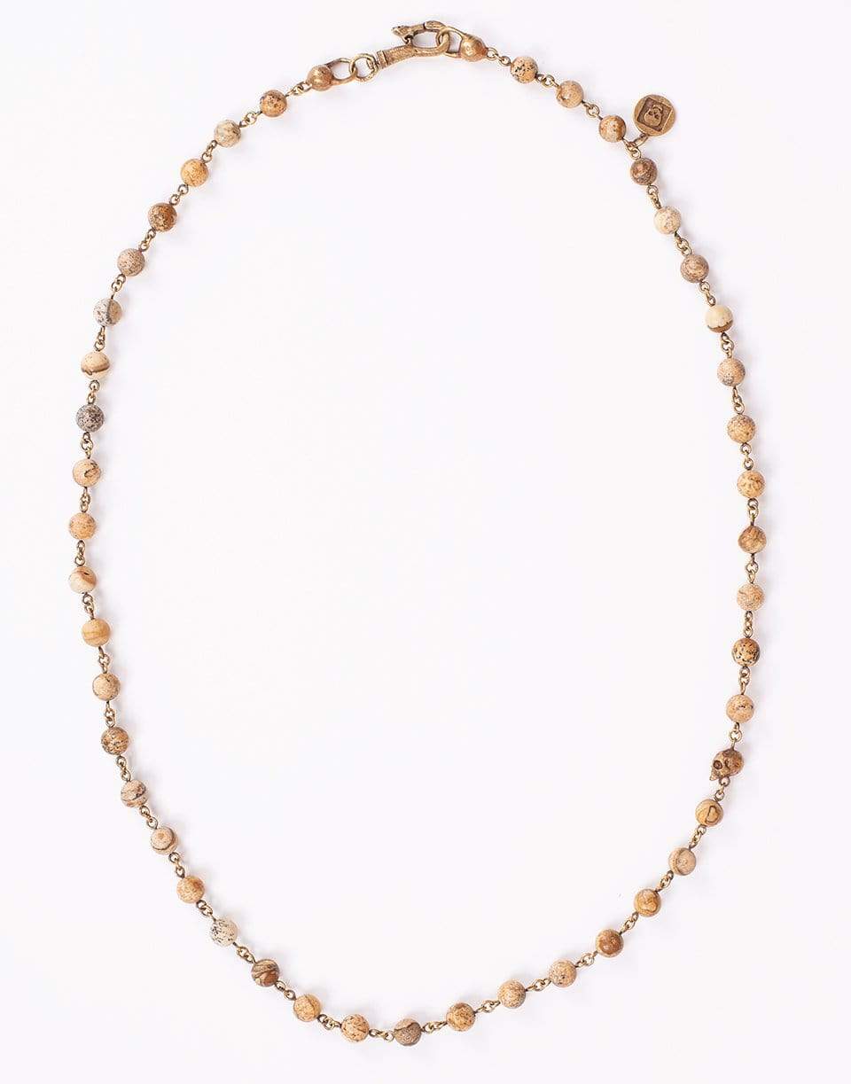 JOHN VARVATOS-Jasper Bead Brass Clasp Necklace-BRASS