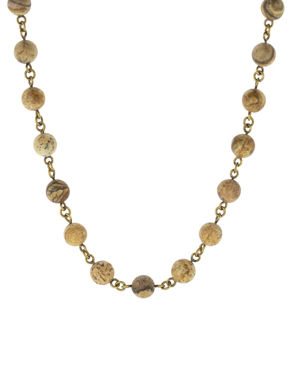 JOHN VARVATOS-Jasper Bead Brass Clasp Necklace-BRASS