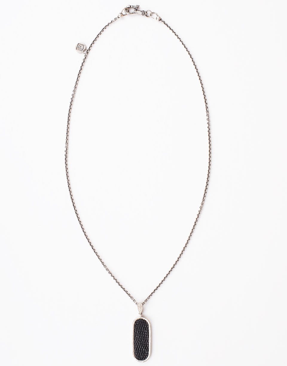 JOHN VARVATOS-Black Iguana Dogtag Necklace-SILVER