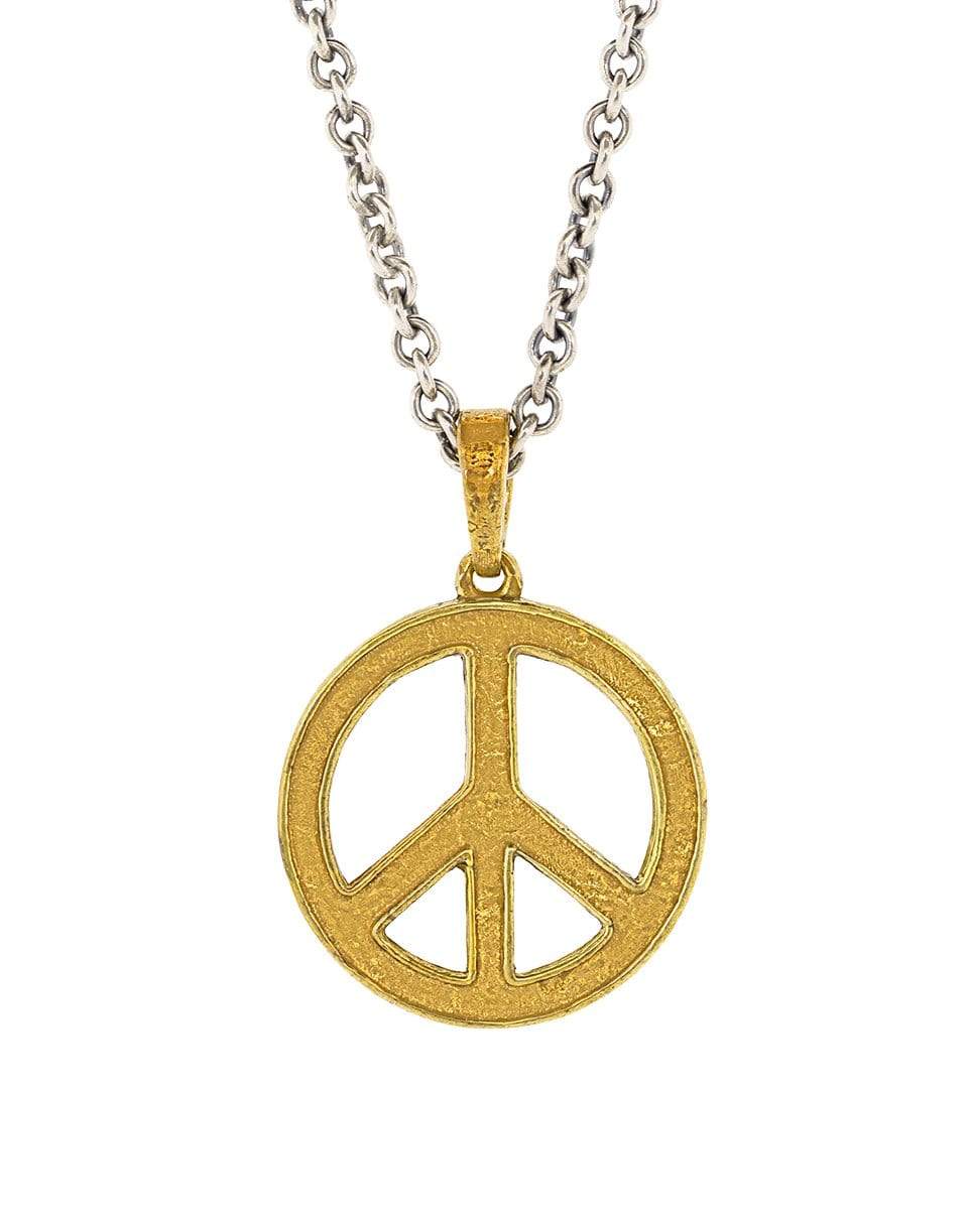 JOHN VARVATOS-Distressed Peace Sign Necklace-SILVER