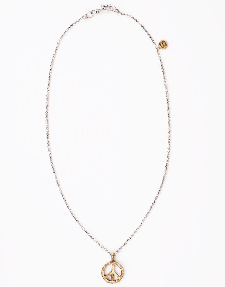 JOHN VARVATOS-Distressed Peace Sign Necklace-SILVER