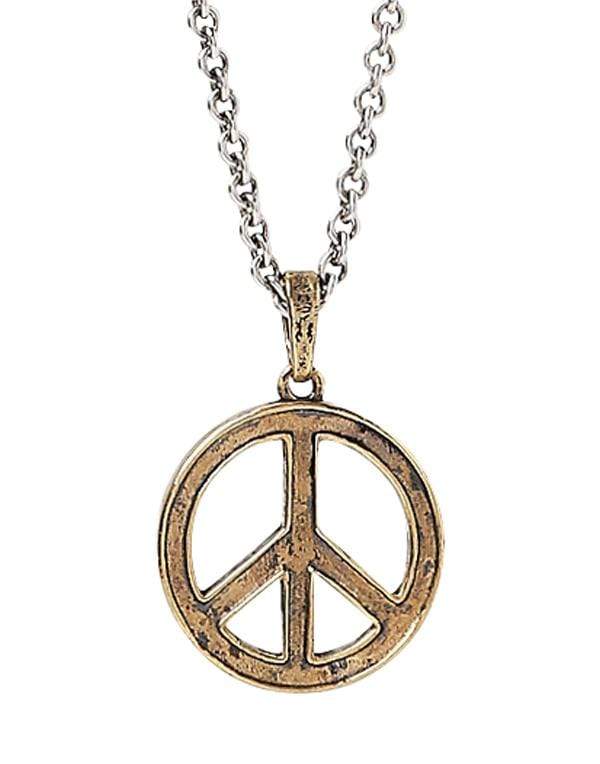 JOHN VARVATOS-Distressed Peace Sign Necklace-SILVER