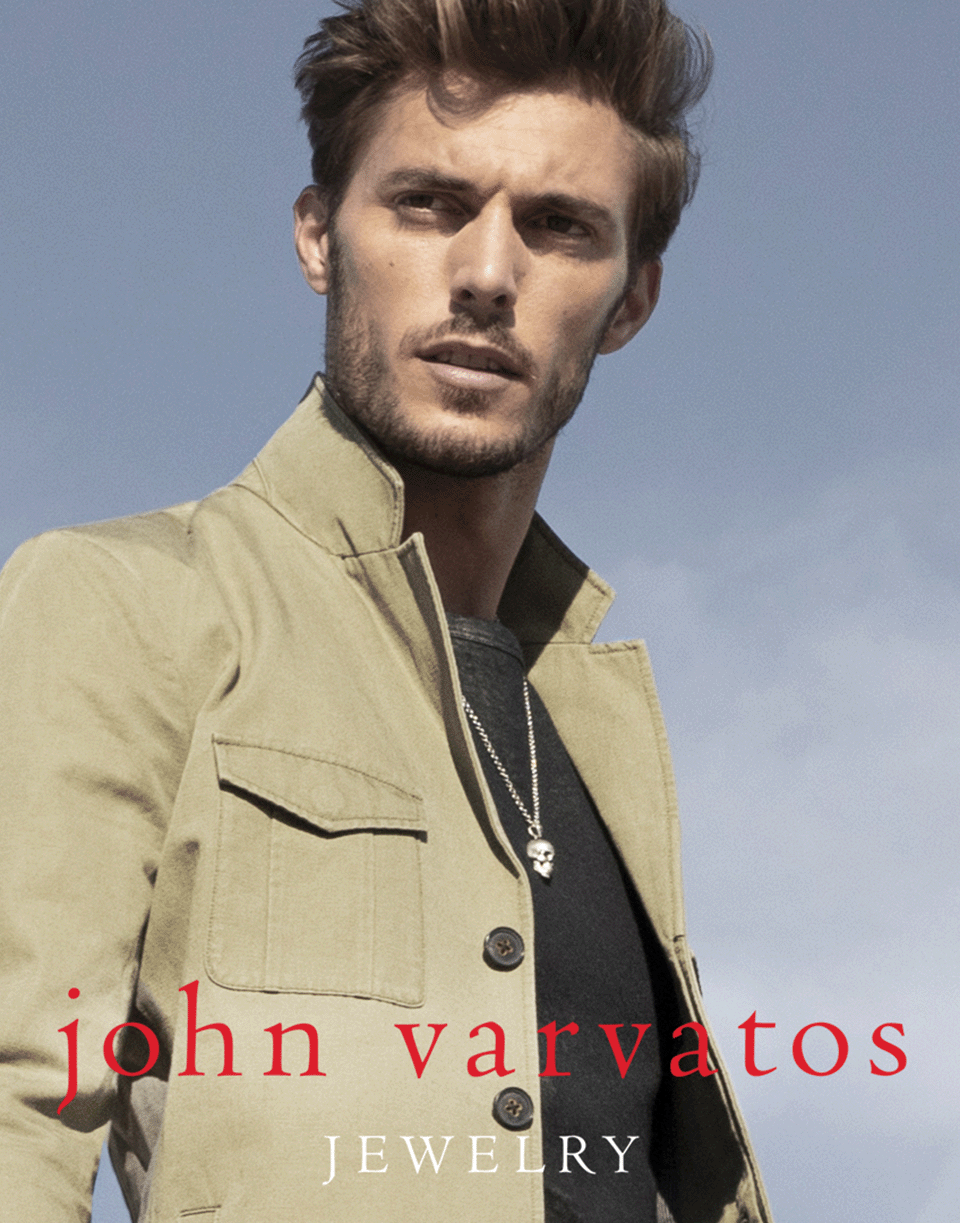 JOHN VARVATOS-Distressed Sterling Silver Skull Necklace-SILVER