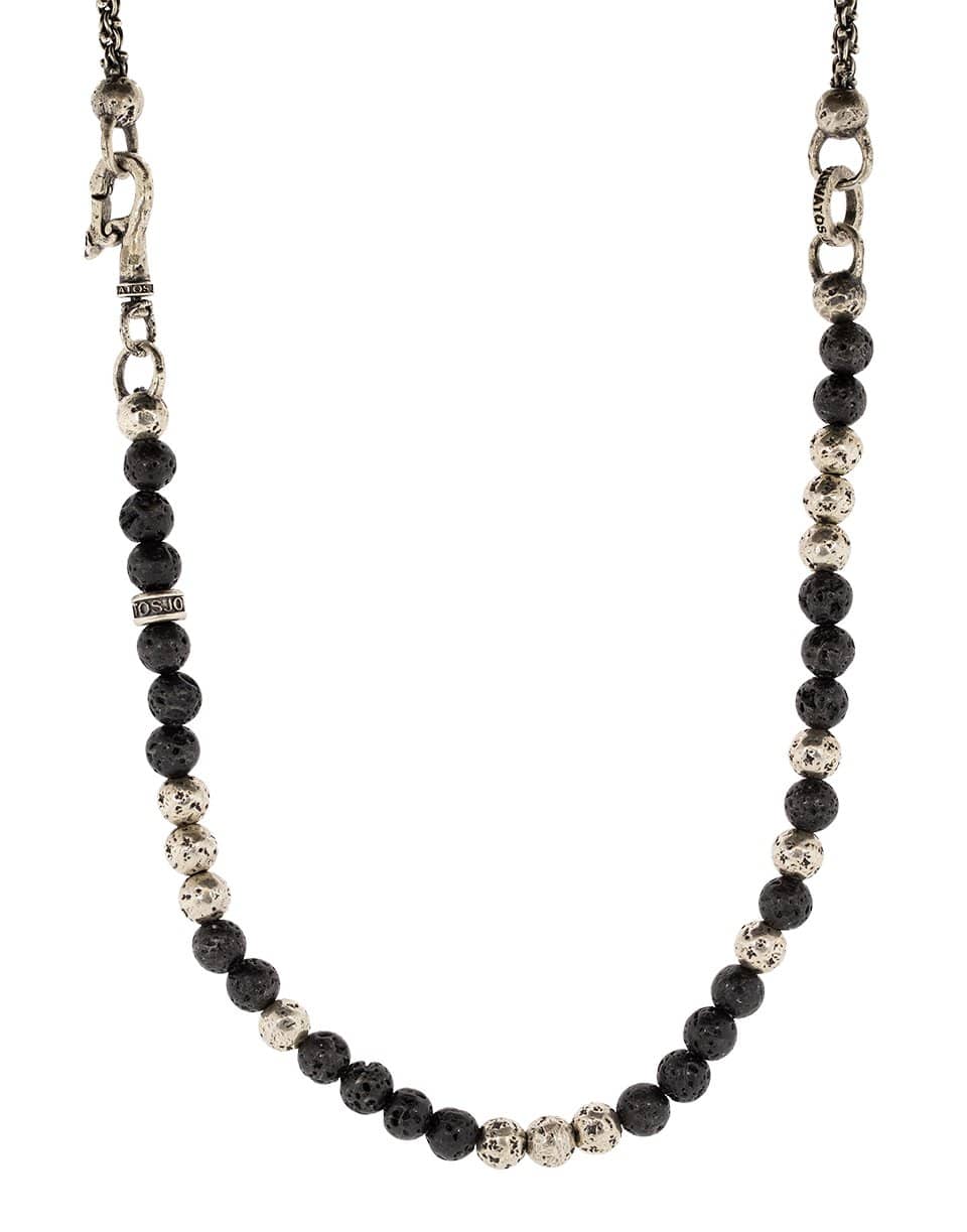 JOHN VARVATOS-Lava Bead Half Chain Necklace-SILVER