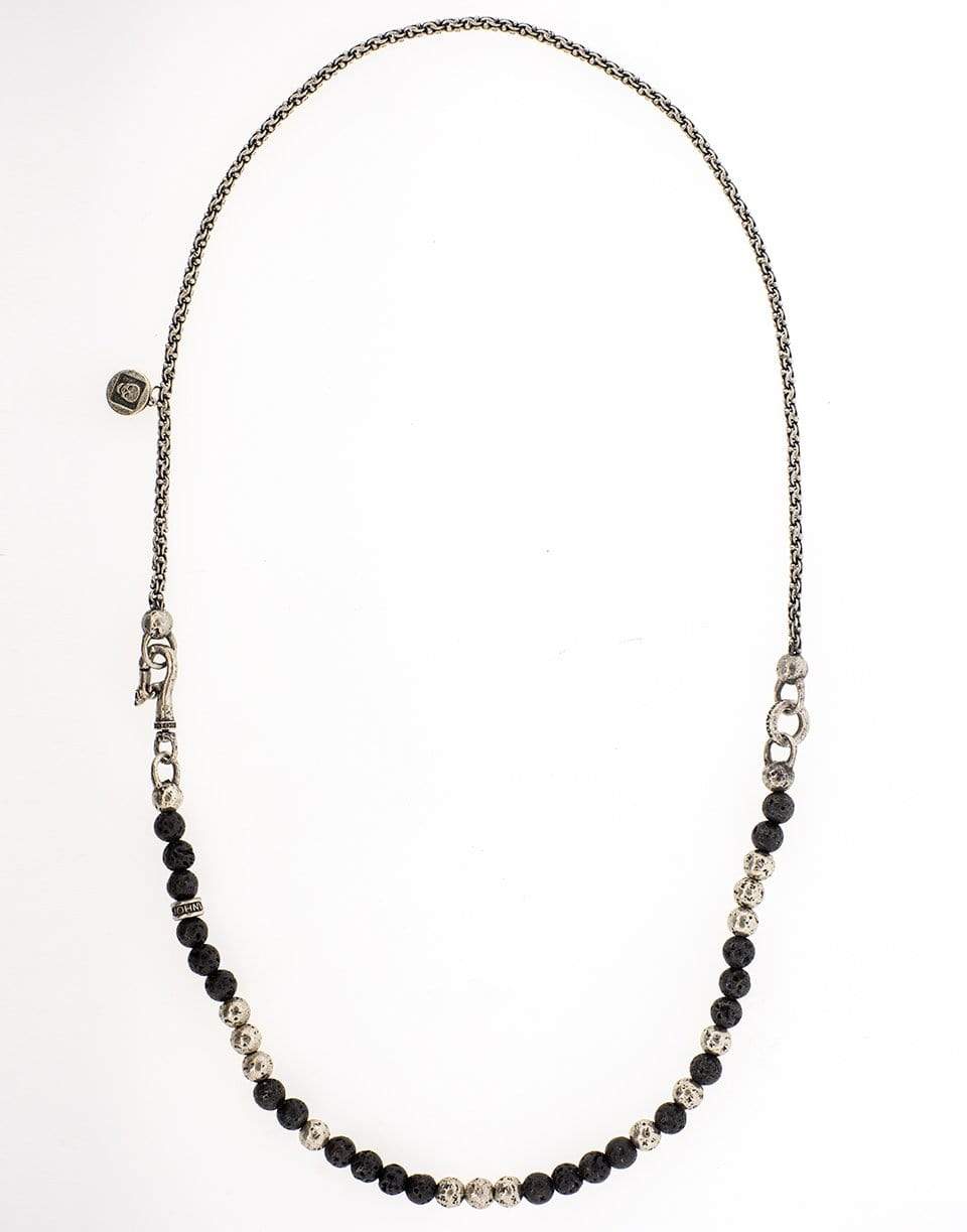 JOHN VARVATOS-Lava Bead Half Chain Necklace-SILVER