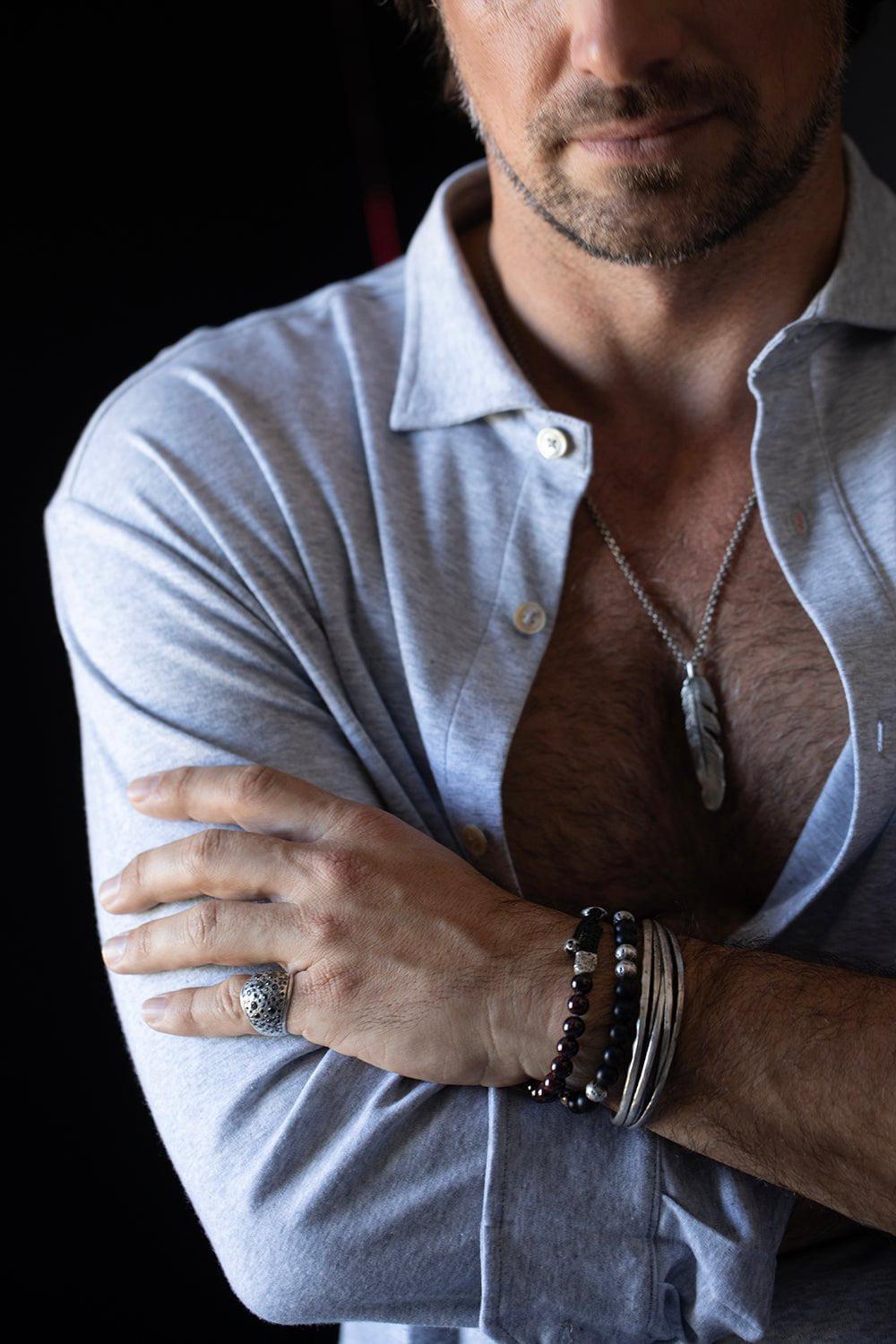 JOHN VARVATOS-Single Medium Feather Pendant Necklace-SILVER