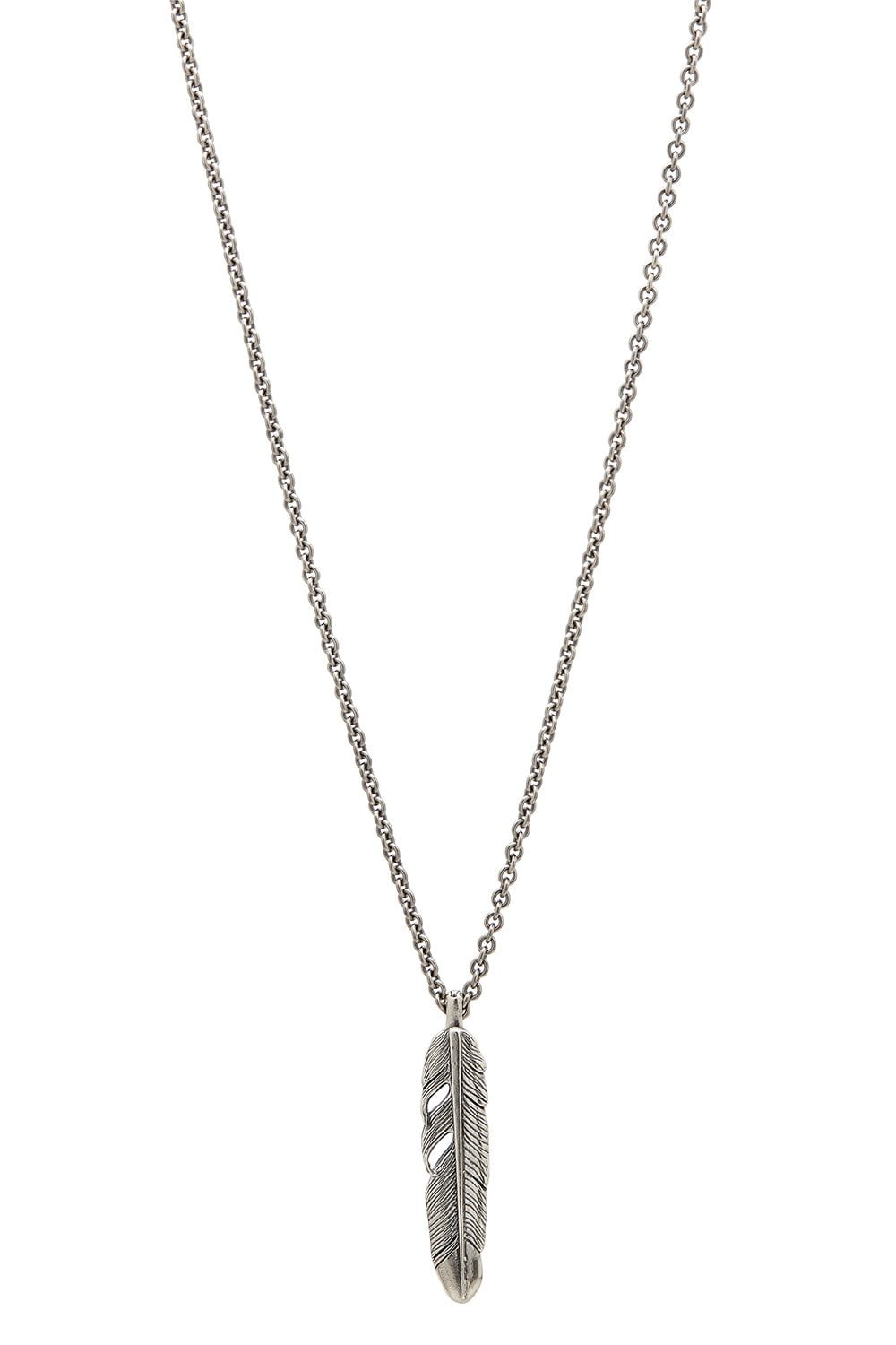 JOHN VARVATOS-Single Medium Feather Pendant Necklace-SILVER