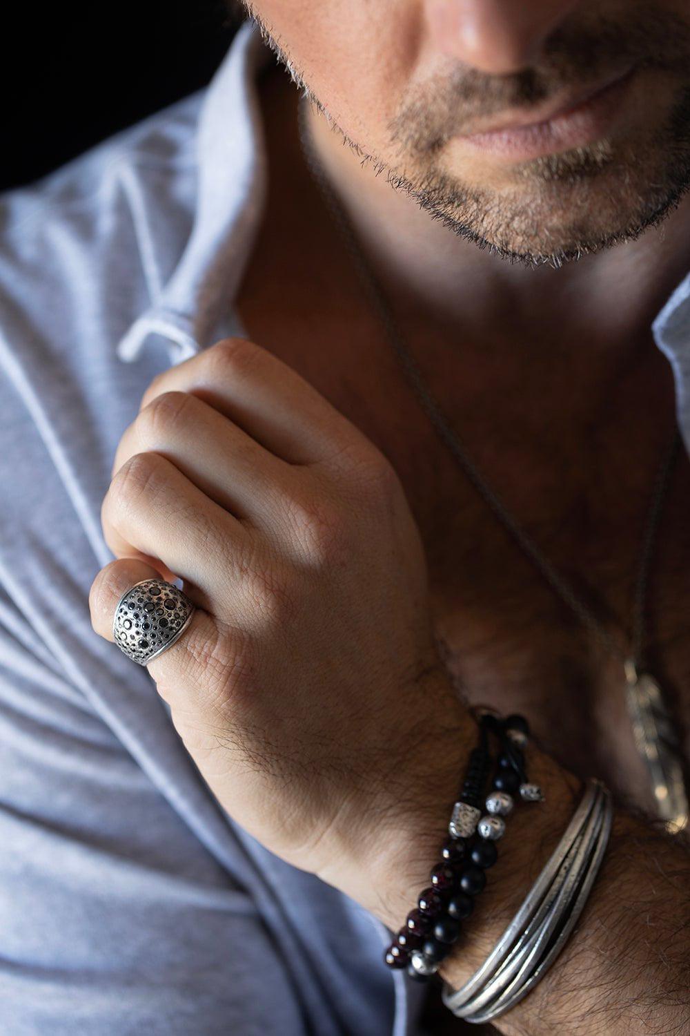 JOHN VARVATOS-Diamond Dome Ring-SILVER