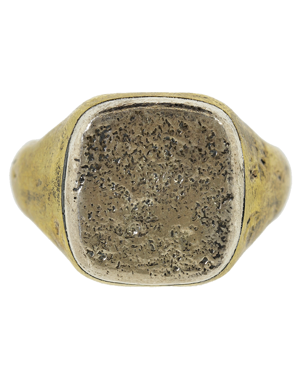 JOHN VARVATOS-Distressed Brass and Silver Signet Ring-SILVER