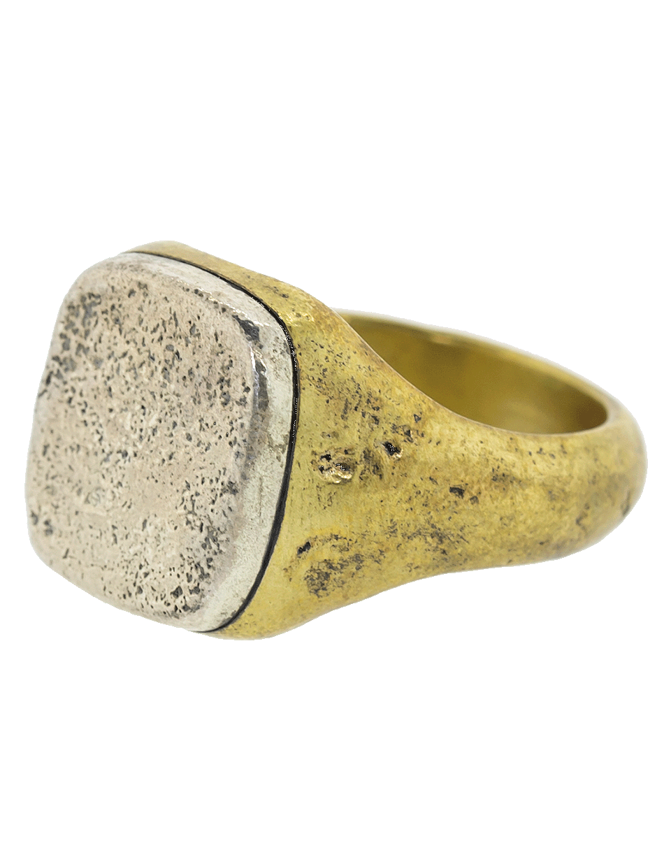 JOHN VARVATOS-Distressed Brass and Silver Signet Ring-SILVER