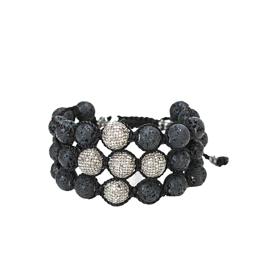 JORDAN ALEXANDER-Three-Row Lava Bracelet with Pave-BLACK