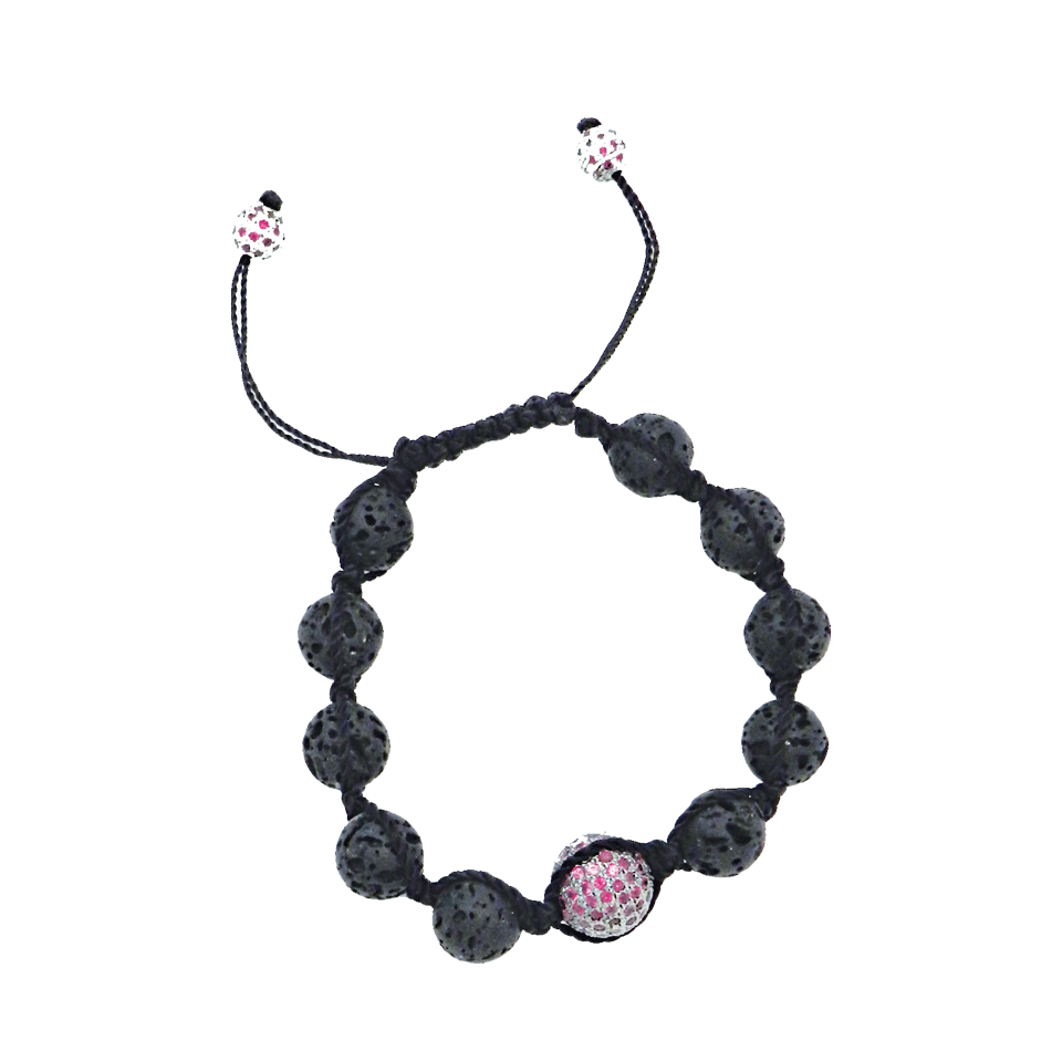 JORDAN ALEXANDER-Lava and Pave Macramé Bracelet-BLCK/PNK
