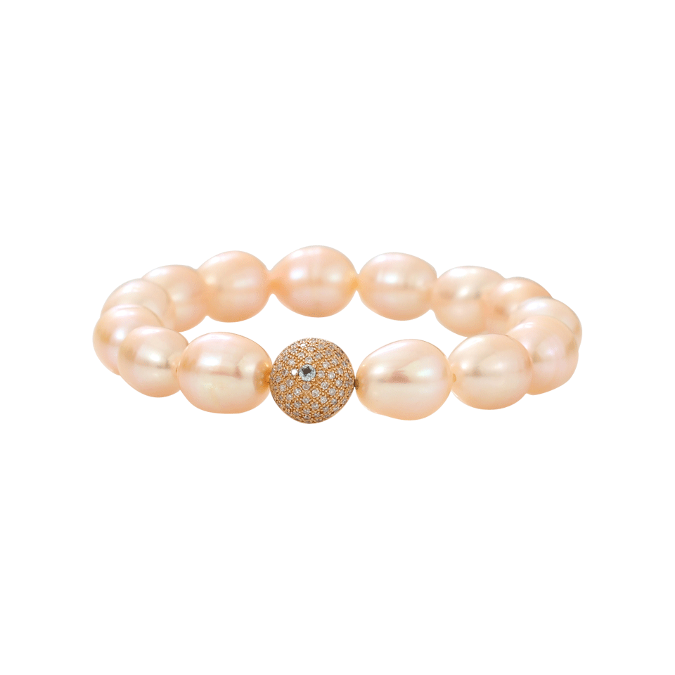 JORDAN ALEXANDER-Pearl And Diamond Bead Bracelet-ROSE GOLD