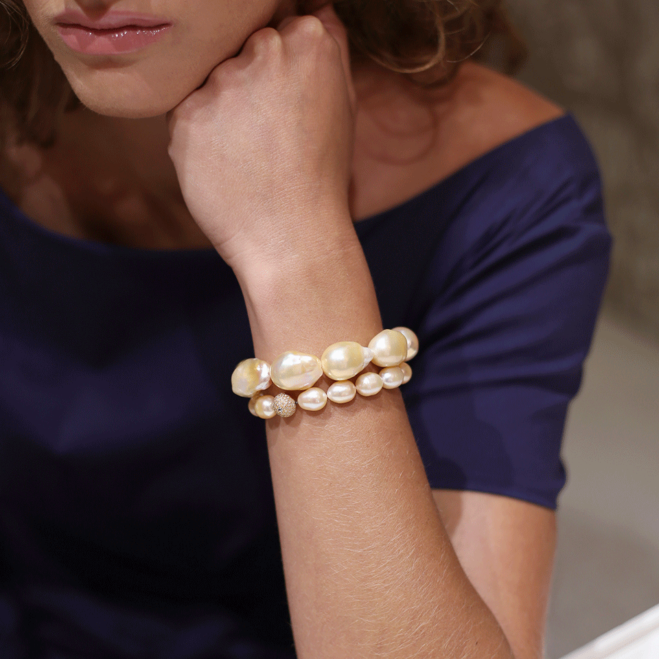 JORDAN ALEXANDER-Pearl And Diamond Bead Bracelet-ROSE GOLD