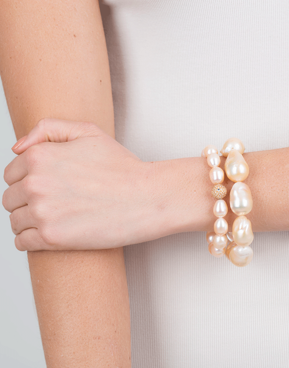 JORDAN ALEXANDER-Pearl And Diamond Bead Bracelet-ROSE GOLD