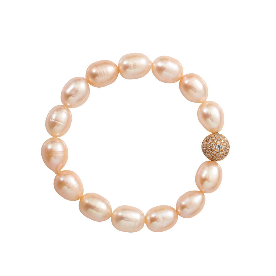 JORDAN ALEXANDER-Pearl And Diamond Bead Bracelet-ROSE GOLD