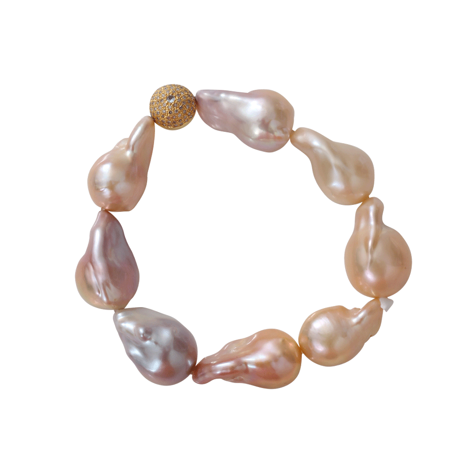 JORDAN ALEXANDER-Beige Baroque Pearl Bracelet-YELLOW GOLD