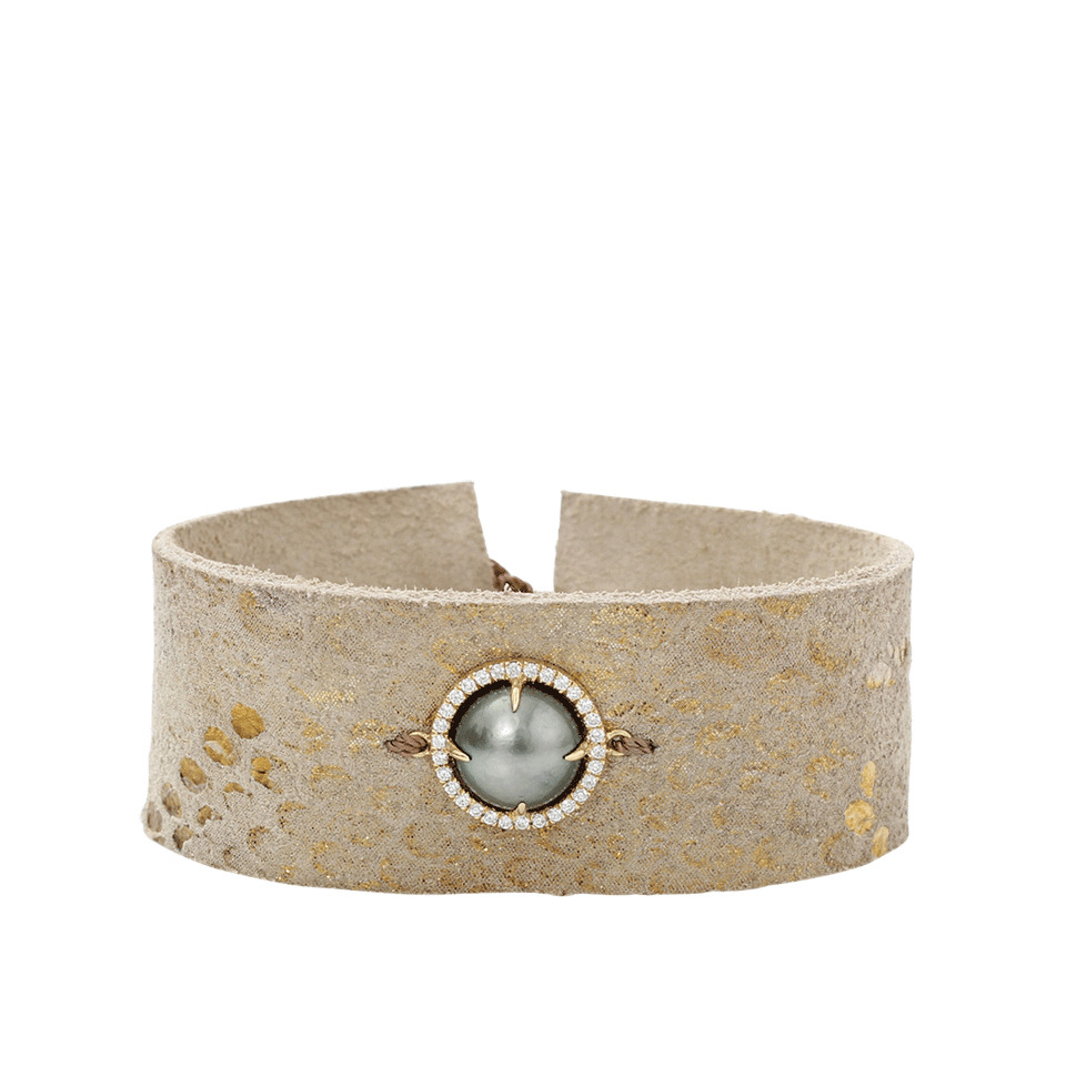 JORDAN ALEXANDER-Pearl Slice Leather Bracelet-YELLOW GOLD