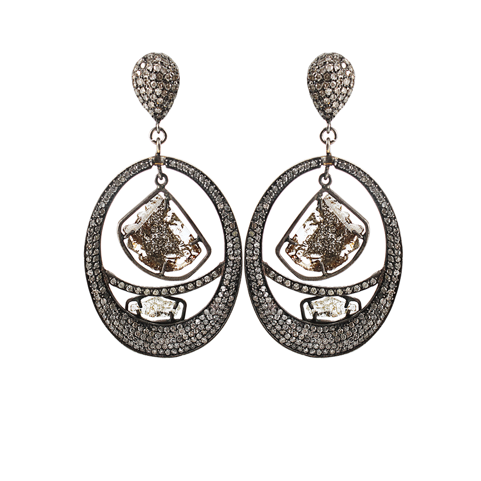 JORDAN ALEXANDER-Pave Diamond Loop Earrings with Two Diamond Slices-SILVER