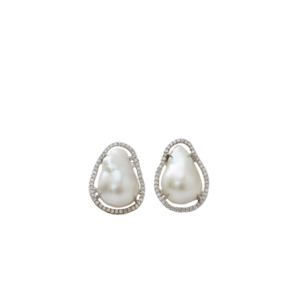 JORDAN ALEXANDER-White Fresh Water Baroque Pearl Studs-WHITE GOLD