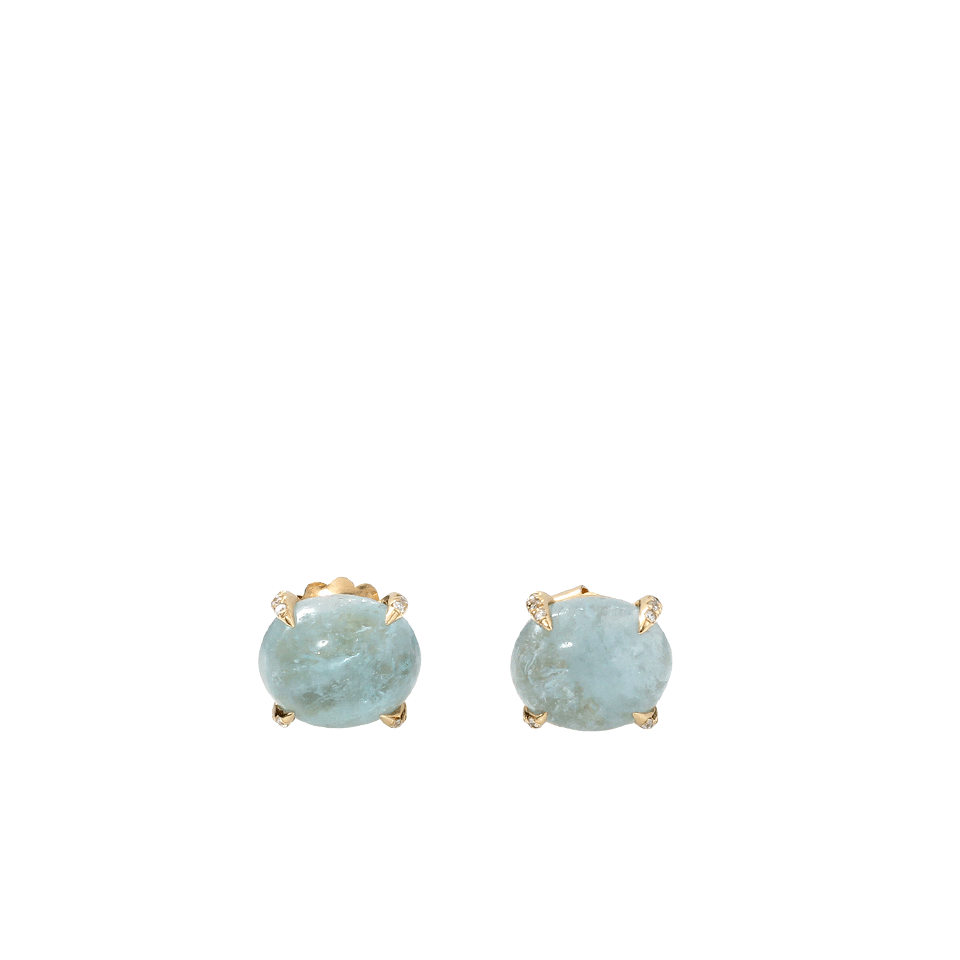 JORDAN ALEXANDER-Cabochon Aquamarine Earrings-YELLOW GOLD