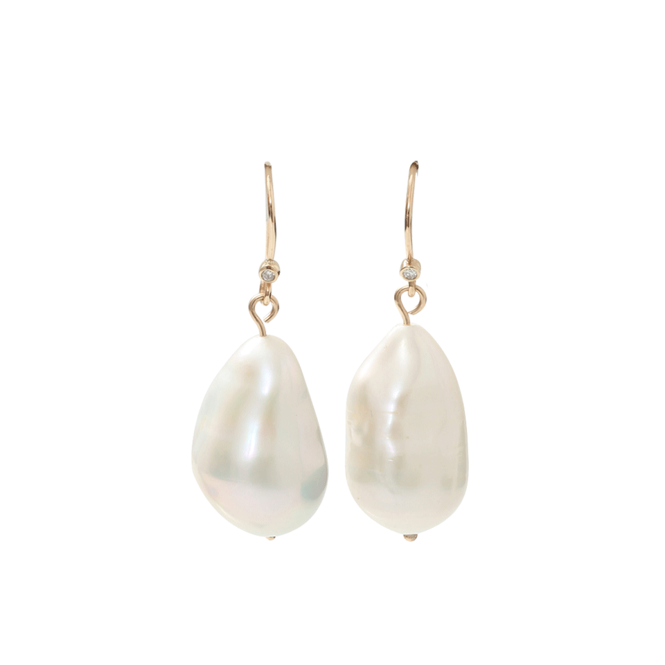 JORDAN ALEXANDER-White Pearl And Diamond Drop Earrings-YELLOW GOLD