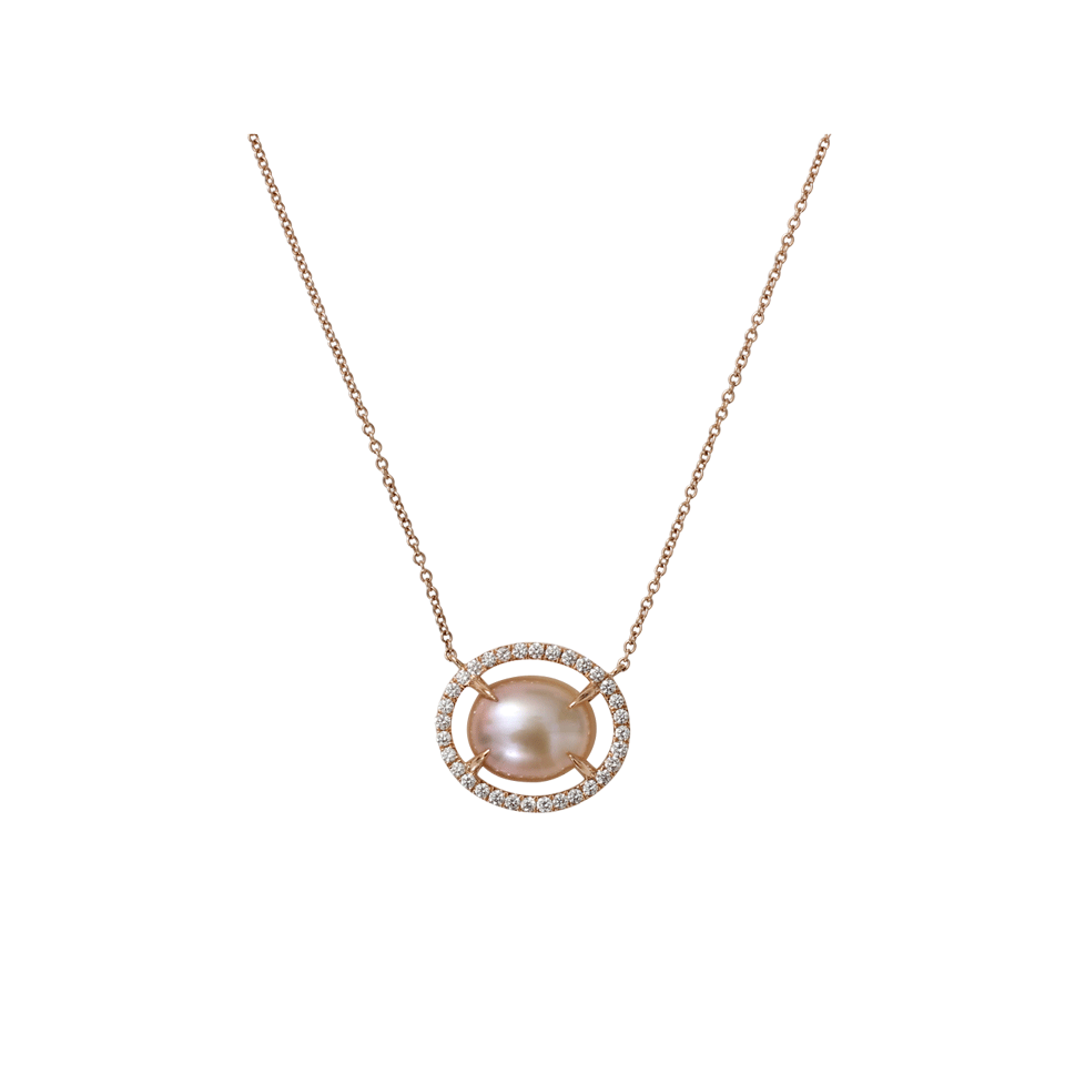 JORDAN ALEXANDER-Natural Color Freshwater Pearl Slice Necklace-ROSE GOLD