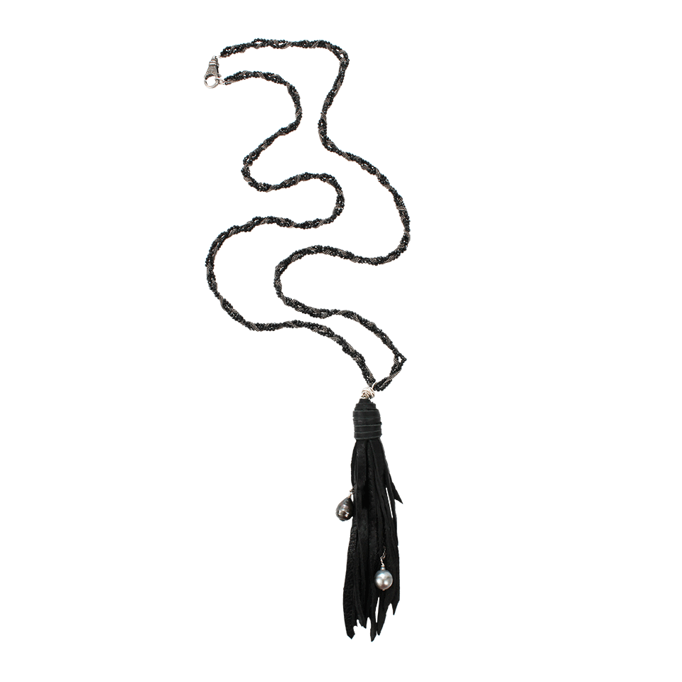 JORDAN ALEXANDER-Braided Black Spinel Necklace-SILVER