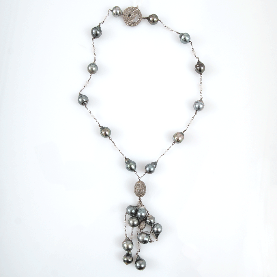 JORDAN ALEXANDER-Moonstone And Tahitian Pearl Necklace-SILVER