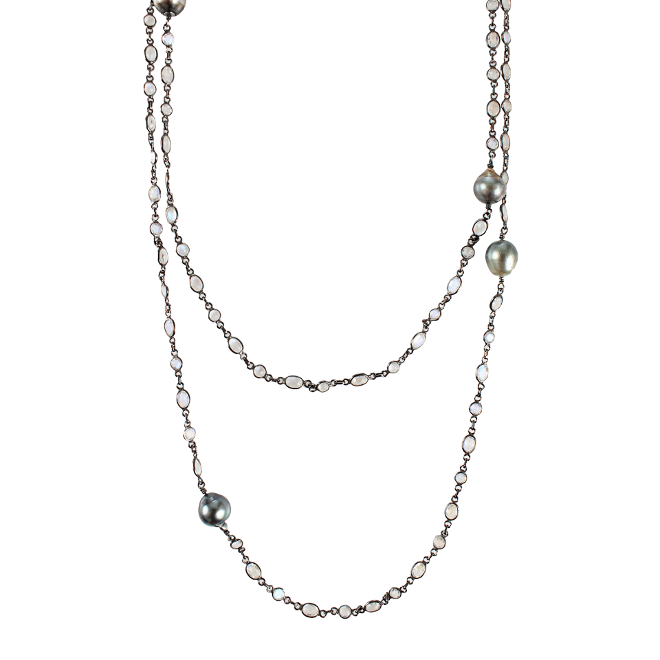 JORDAN ALEXANDER-Moonstone Chain Necklace-SILVER