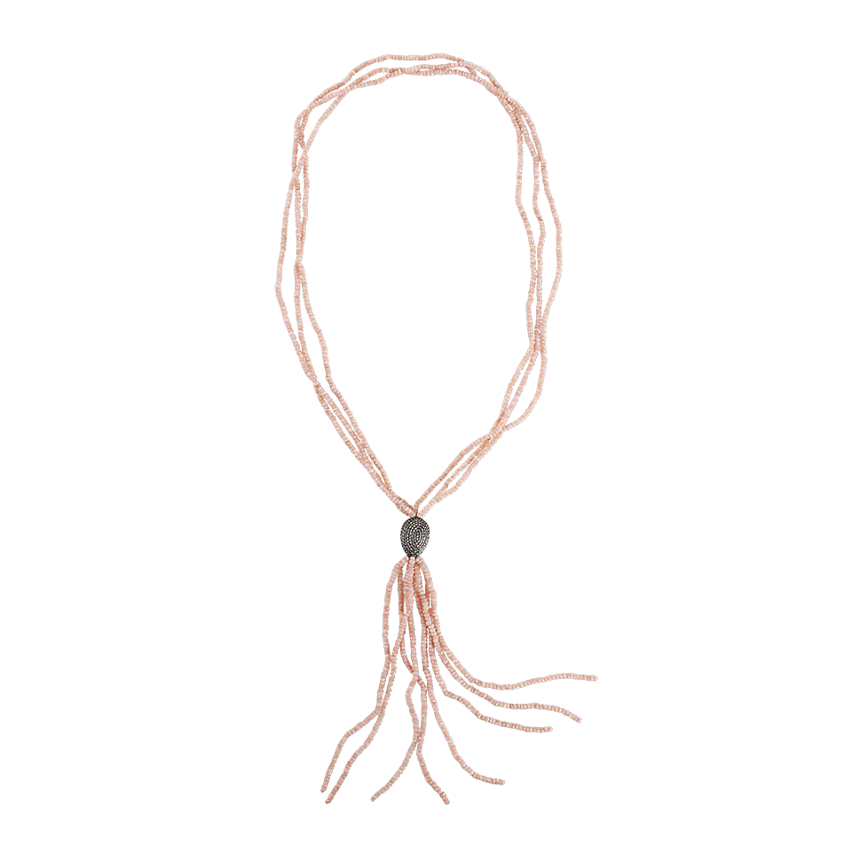 JORDAN ALEXANDER-Pink Quartz Lariat Necklace with Pave Diamond Bead-SILVER